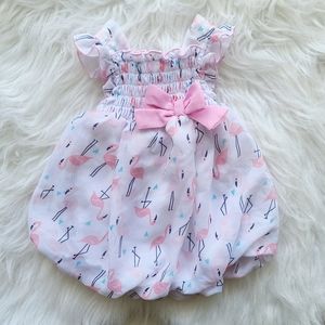 Bon Bebe Flamingo Bubble Romper for Infant Girls